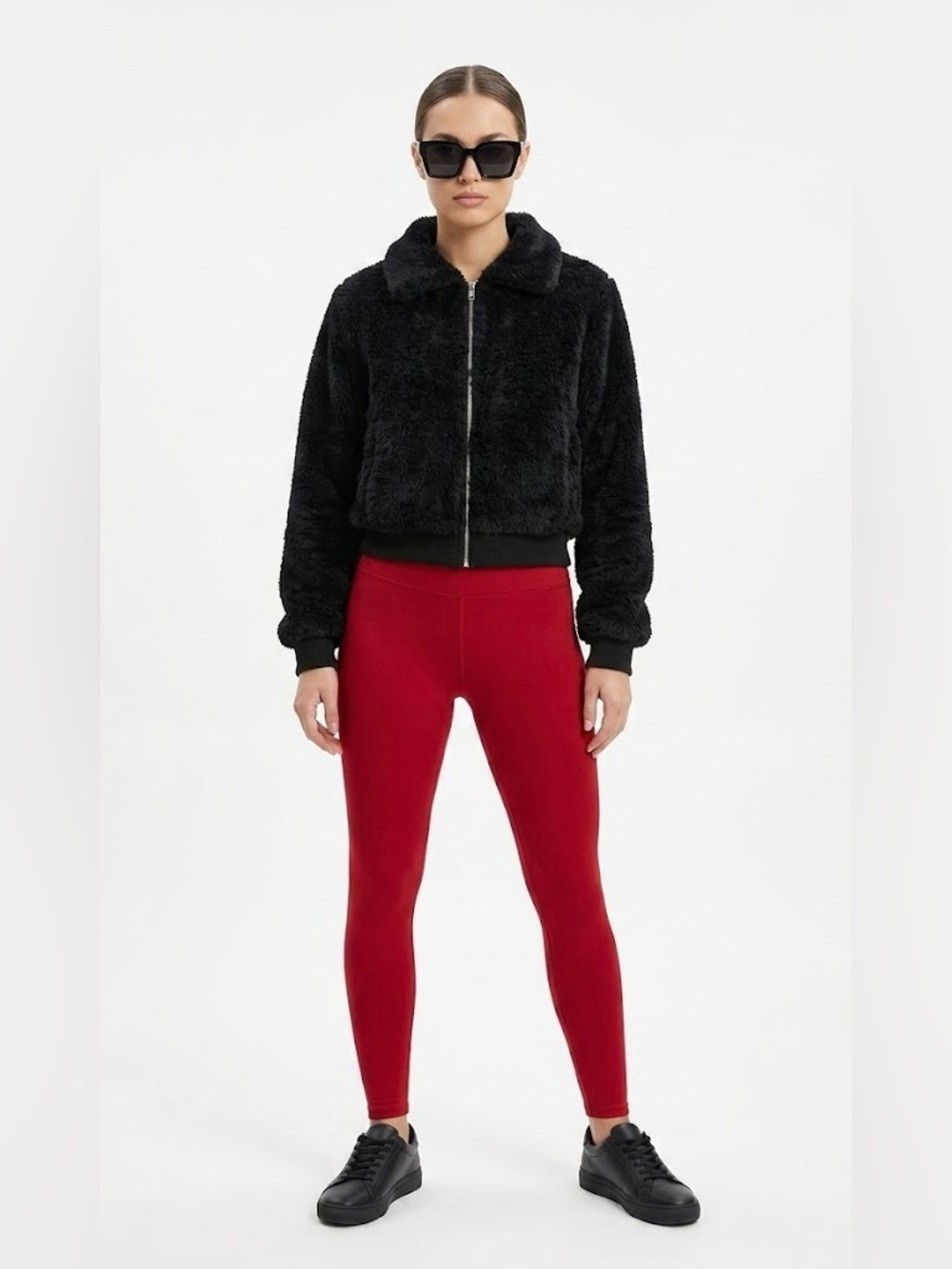 No Boundaries Black Teddy Zip-Front Jacket